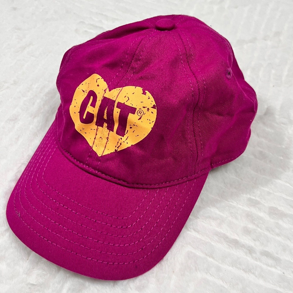 CAT Pink Baseball‎ Cap Hat Yellow Heart Logo Girls adjustable back
